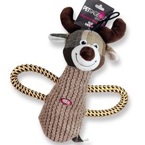 Plaid Preppy Moose squeaky plush dog toy!